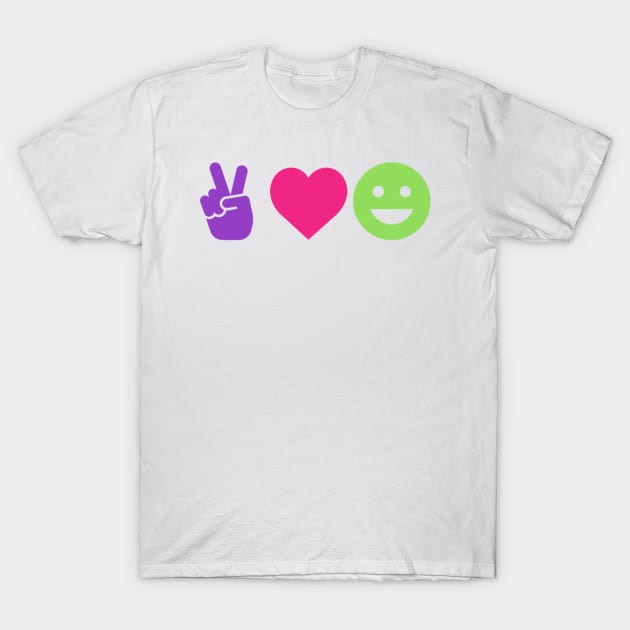 Peace Love Happiness T-Shirt by wahmsha